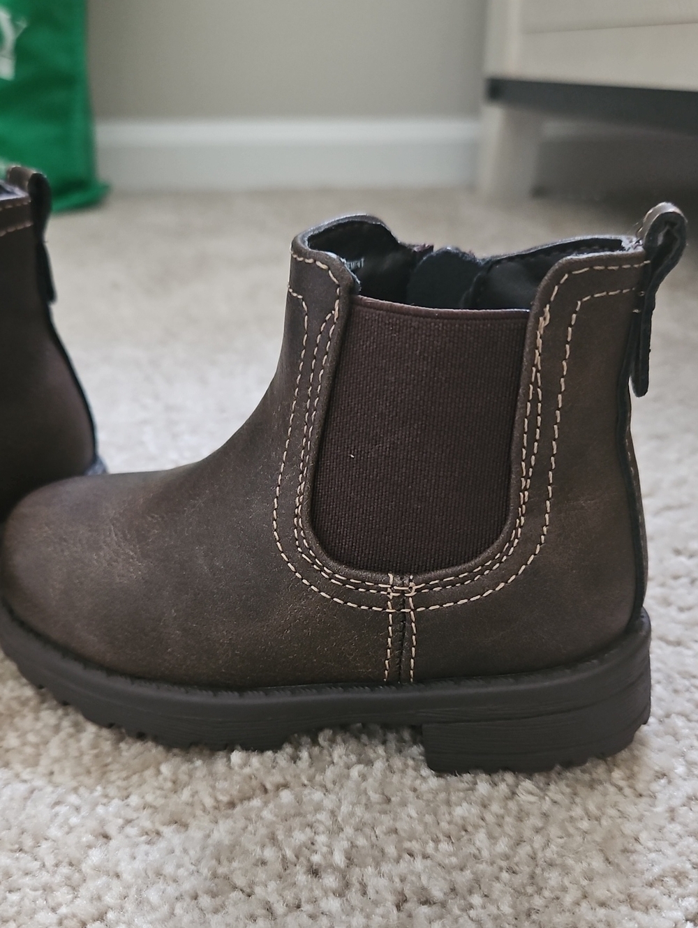 Place Kids Brown Chelsea Boots with Contrast Stitching
